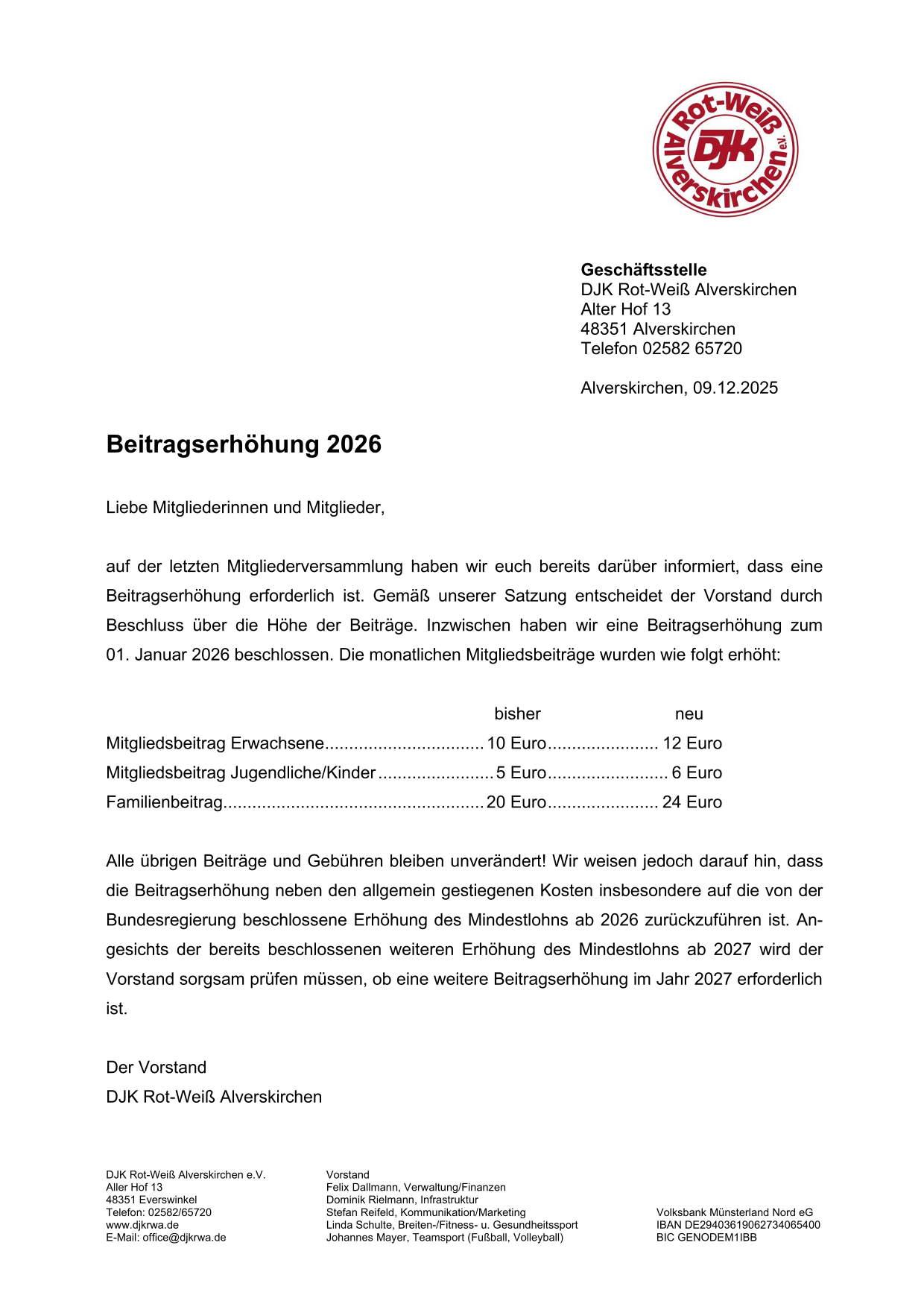 2025 12 09 Mitgliederinformation Beitragserhohung 1